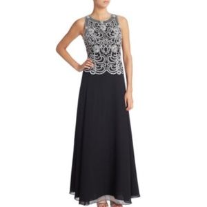 Jkara formal long black & white dress